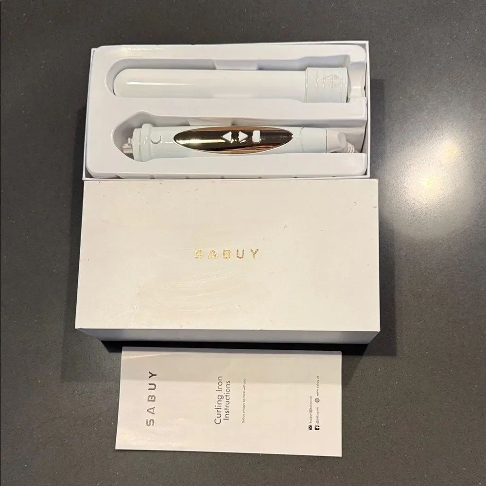 Sabuy White and GoldβCurling Iron, ceramic barrel for curling or straightening